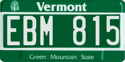 VT license plate EBM815