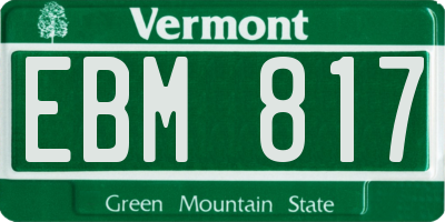 VT license plate EBM817