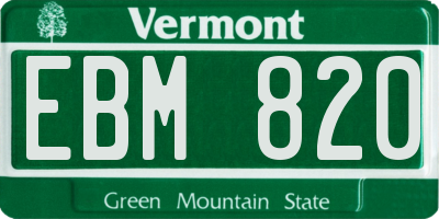 VT license plate EBM820