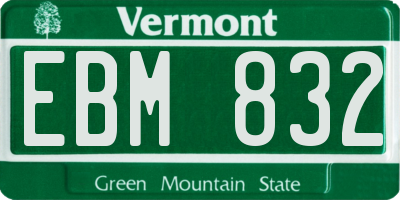 VT license plate EBM832
