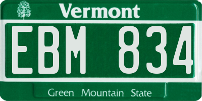 VT license plate EBM834