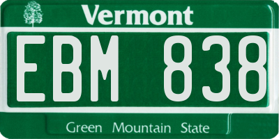 VT license plate EBM838