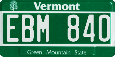 VT license plate EBM840