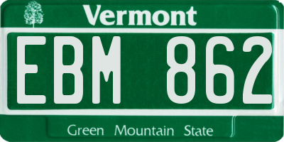 VT license plate EBM862