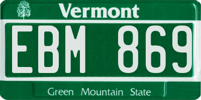 VT license plate EBM869