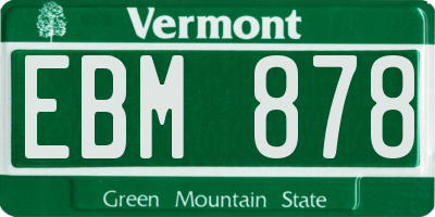 VT license plate EBM878