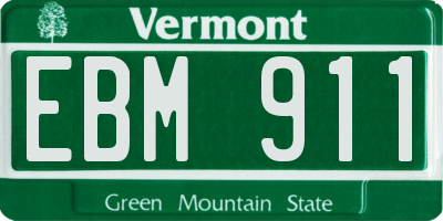 VT license plate EBM911