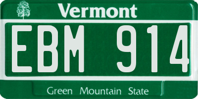 VT license plate EBM914