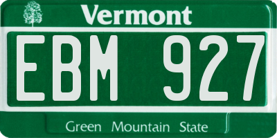 VT license plate EBM927
