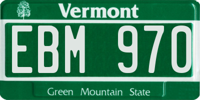 VT license plate EBM970