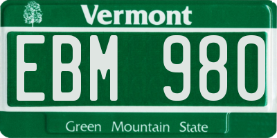 VT license plate EBM980