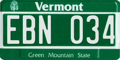 VT license plate EBN034