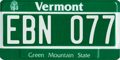 VT license plate EBN077