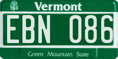 VT license plate EBN086