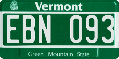 VT license plate EBN093