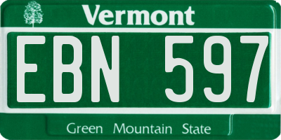 VT license plate EBN597
