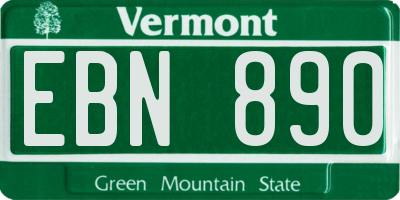 VT license plate EBN890