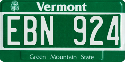 VT license plate EBN924