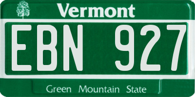 VT license plate EBN927