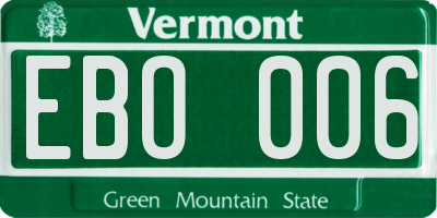 VT license plate EBO006