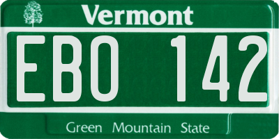 VT license plate EBO142
