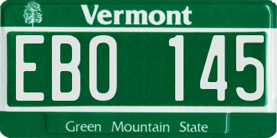 VT license plate EBO145