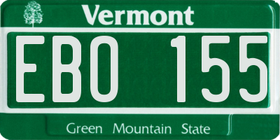 VT license plate EBO155