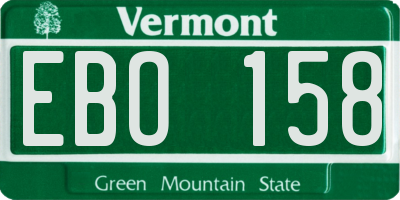 VT license plate EBO158