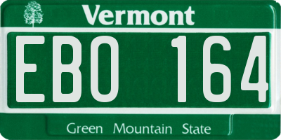 VT license plate EBO164