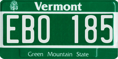 VT license plate EBO185