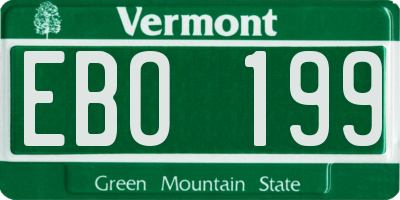VT license plate EBO199