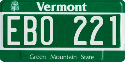 VT license plate EBO221