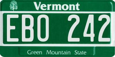 VT license plate EBO242