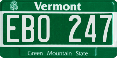 VT license plate EBO247