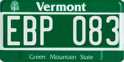 VT license plate EBP083