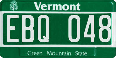VT license plate EBQ048