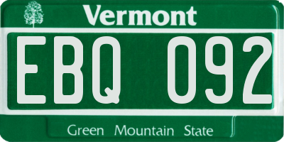 VT license plate EBQ092