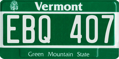 VT license plate EBQ407