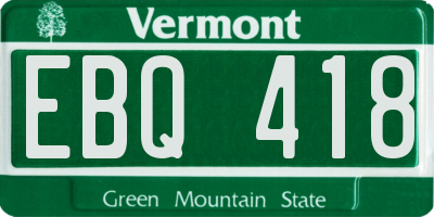 VT license plate EBQ418