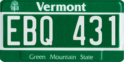 VT license plate EBQ431