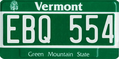 VT license plate EBQ554
