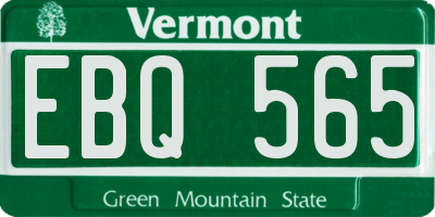 VT license plate EBQ565