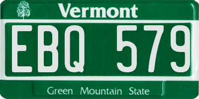 VT license plate EBQ579