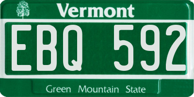 VT license plate EBQ592