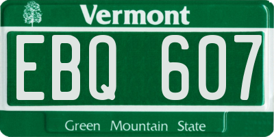 VT license plate EBQ607