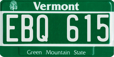 VT license plate EBQ615
