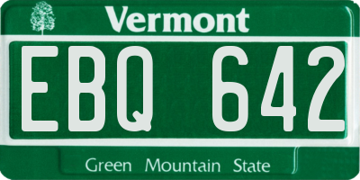 VT license plate EBQ642