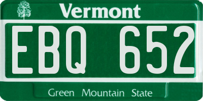 VT license plate EBQ652