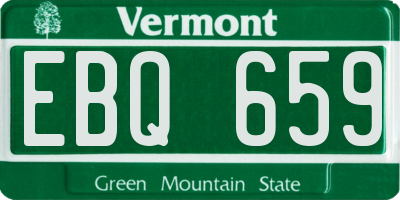 VT license plate EBQ659