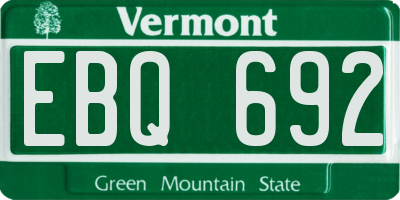 VT license plate EBQ692